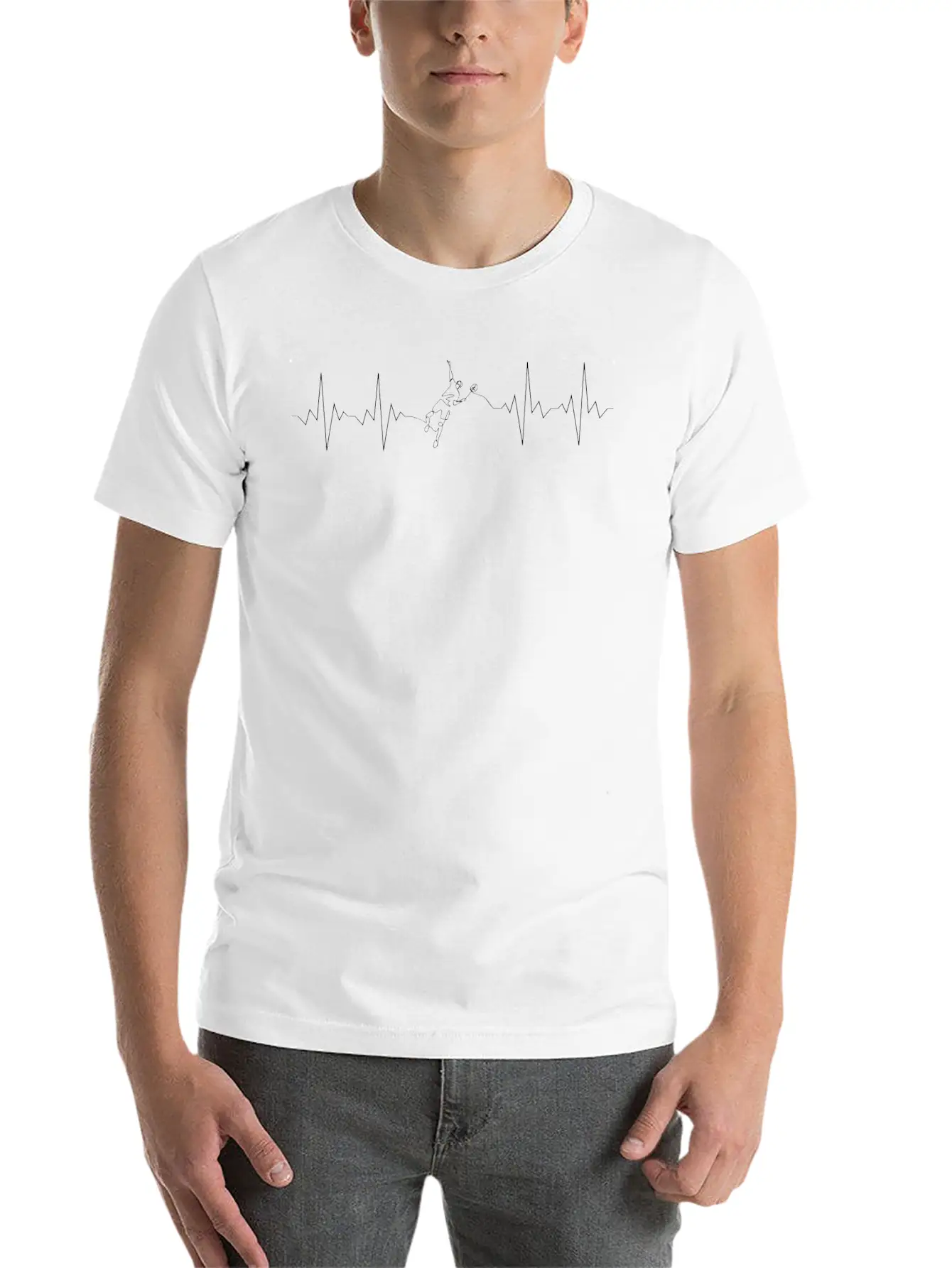 Badminton Heartbeat Classic Pulse Active Casual Graphic T-Shirt – Simple And Comfortable Daily Wear