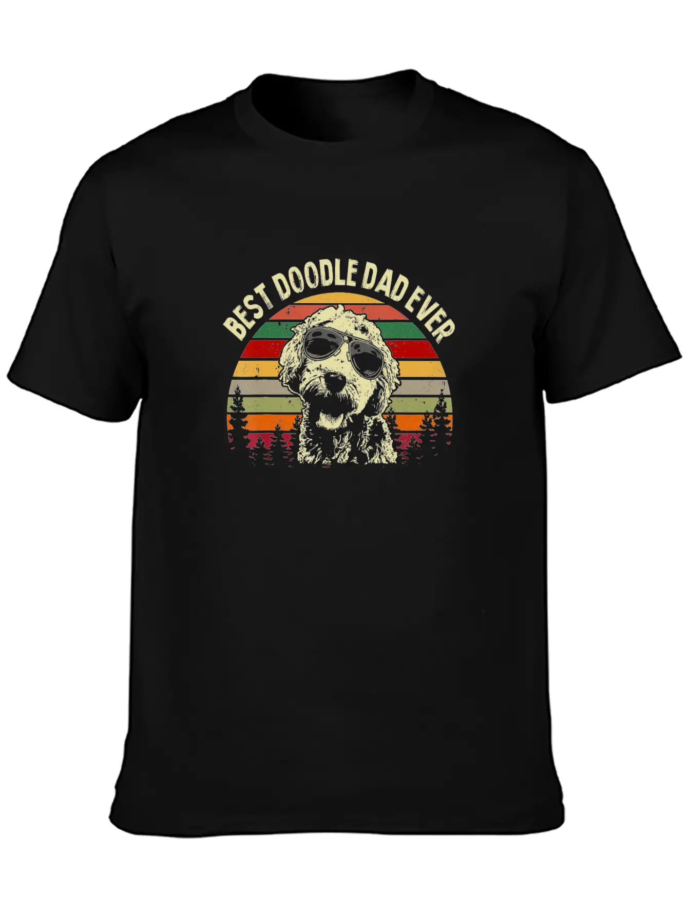Best Doodle Dad Ever Goldendoodle Dad Vintage Casual Graphic T-Shirt – Simple And Comfortable Daily Wear