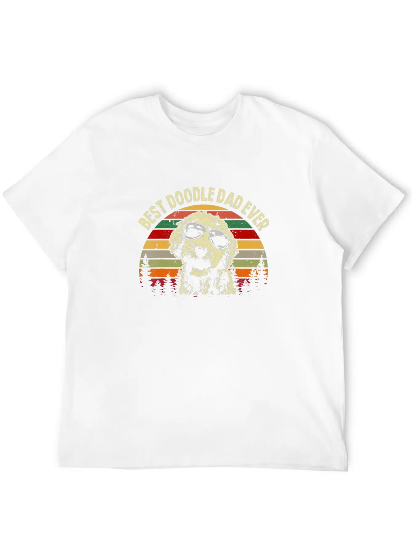 Best Doodle Dad Ever Goldendoodle Dad Vintage Casual Graphic T-Shirt – Simple And Comfortable Daily Wear