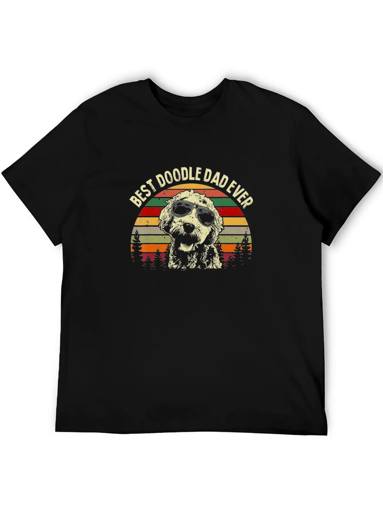 Best Doodle Dad Ever Goldendoodle Dad Vintage Casual Graphic T-Shirt – Simple And Comfortable Daily Wear