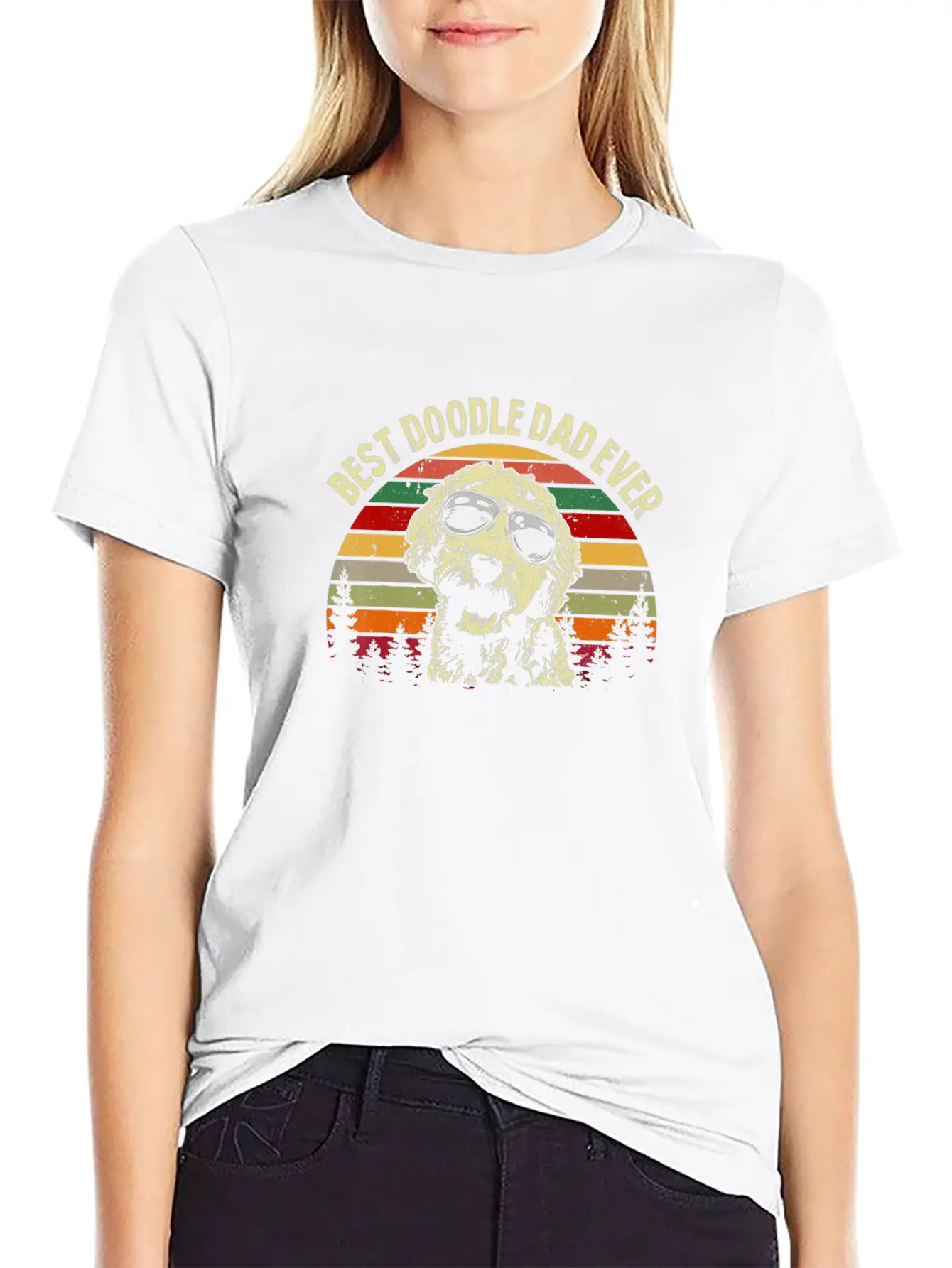 Best Doodle Dad Ever Goldendoodle Dad Vintage Casual Graphic T-Shirt – Simple And Comfortable Daily Wear