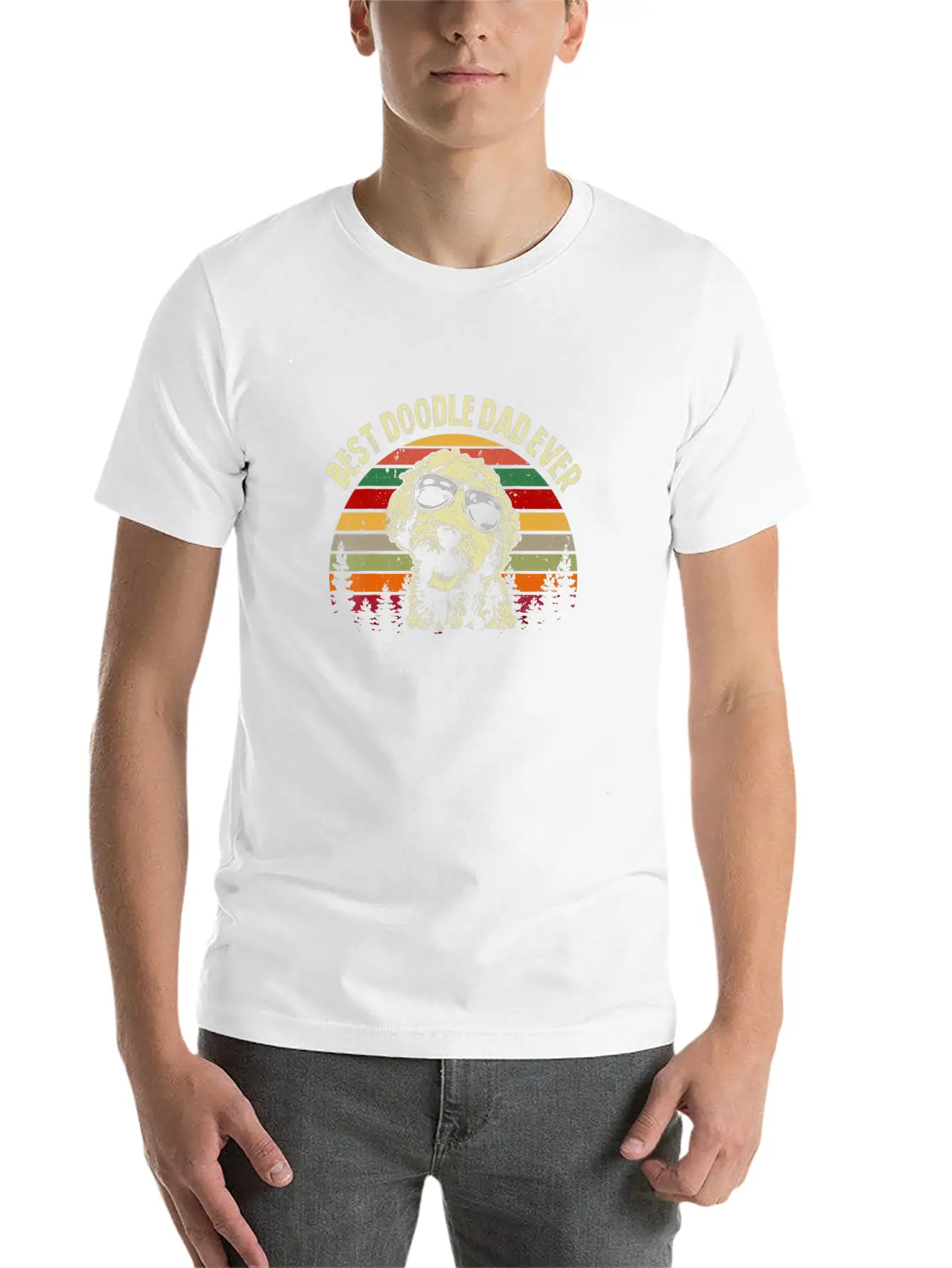 Best Doodle Dad Ever Goldendoodle Dad Vintage Casual Graphic T-Shirt – Simple And Comfortable Daily Wear
