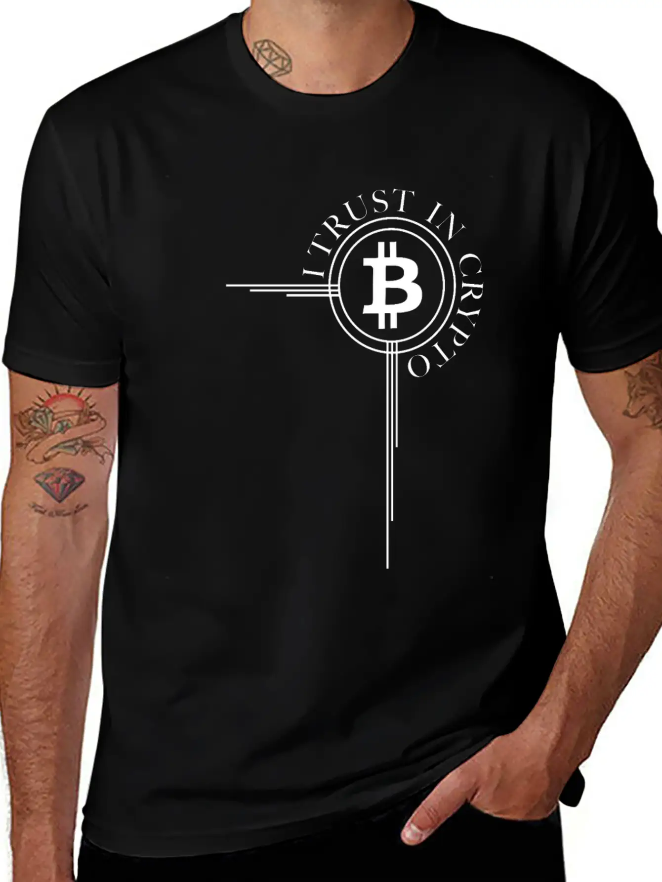 Bitcoin Button Bitcoin Cross - Cryptocurrency Classic Cotton Tee – Unisex Comfort For Any Season