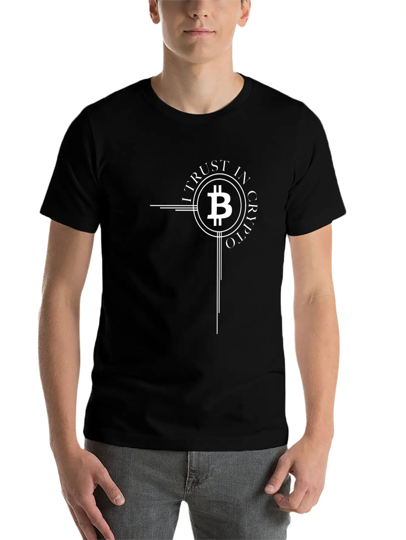 Bitcoin Button Bitcoin Cross - Cryptocurrency Classic Cotton Tee – Unisex Comfort For Any Season