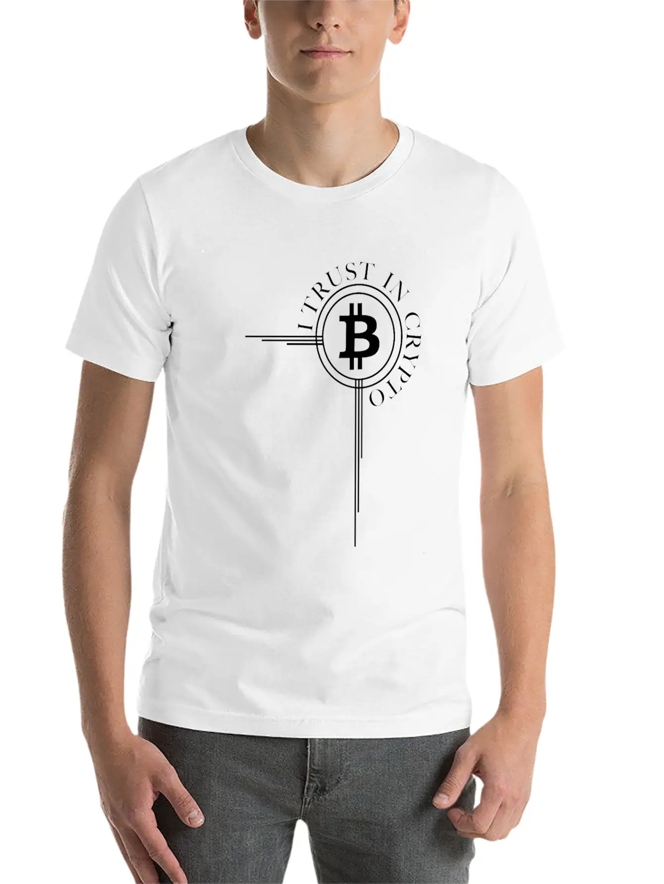 Bitcoin Button Bitcoin Cross - Cryptocurrency Classic Cotton Tee – Unisex Comfort For Any Season