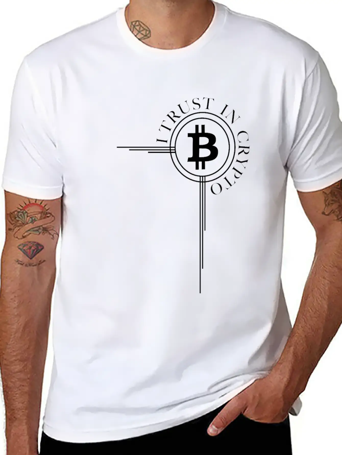 Bitcoin Button Bitcoin Cross - Cryptocurrency Classic Cotton Tee – Unisex Comfort For Any Season
