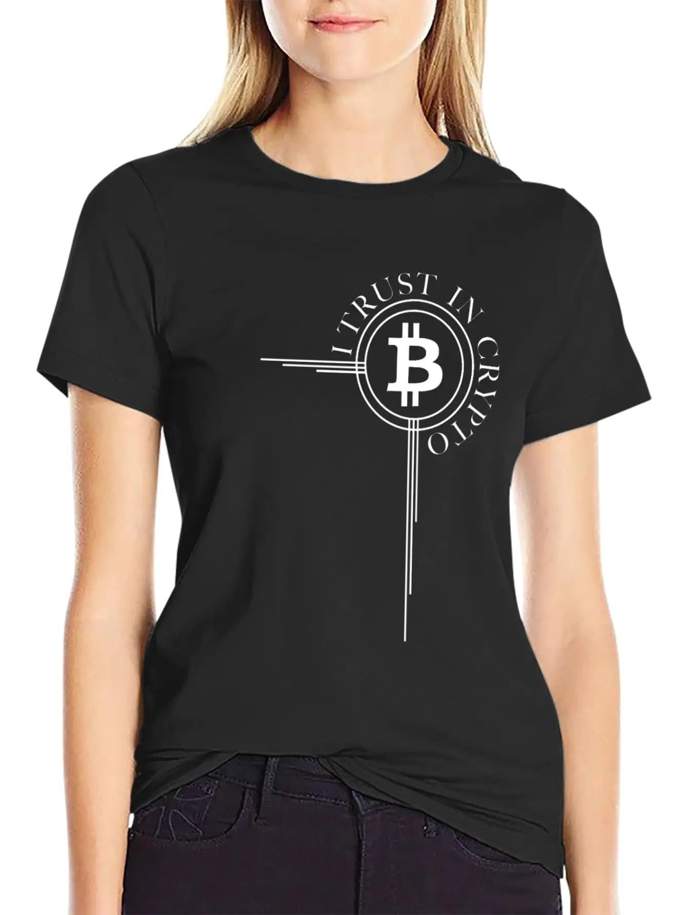 Bitcoin Button Bitcoin Cross - Cryptocurrency Classic Cotton Tee – Unisex Comfort For Any Season