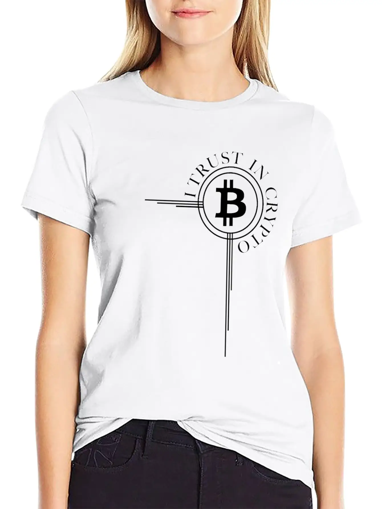 Bitcoin Button Bitcoin Cross - Cryptocurrency Classic Cotton Tee – Unisex Comfort For Any Season