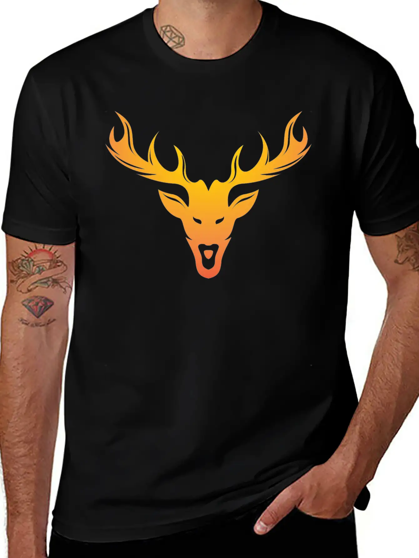 Burning Horns Deer Stylish Bold T Shirt 1 Casual Graphic T-Shirt – Simple And Comfortable Daily Wear