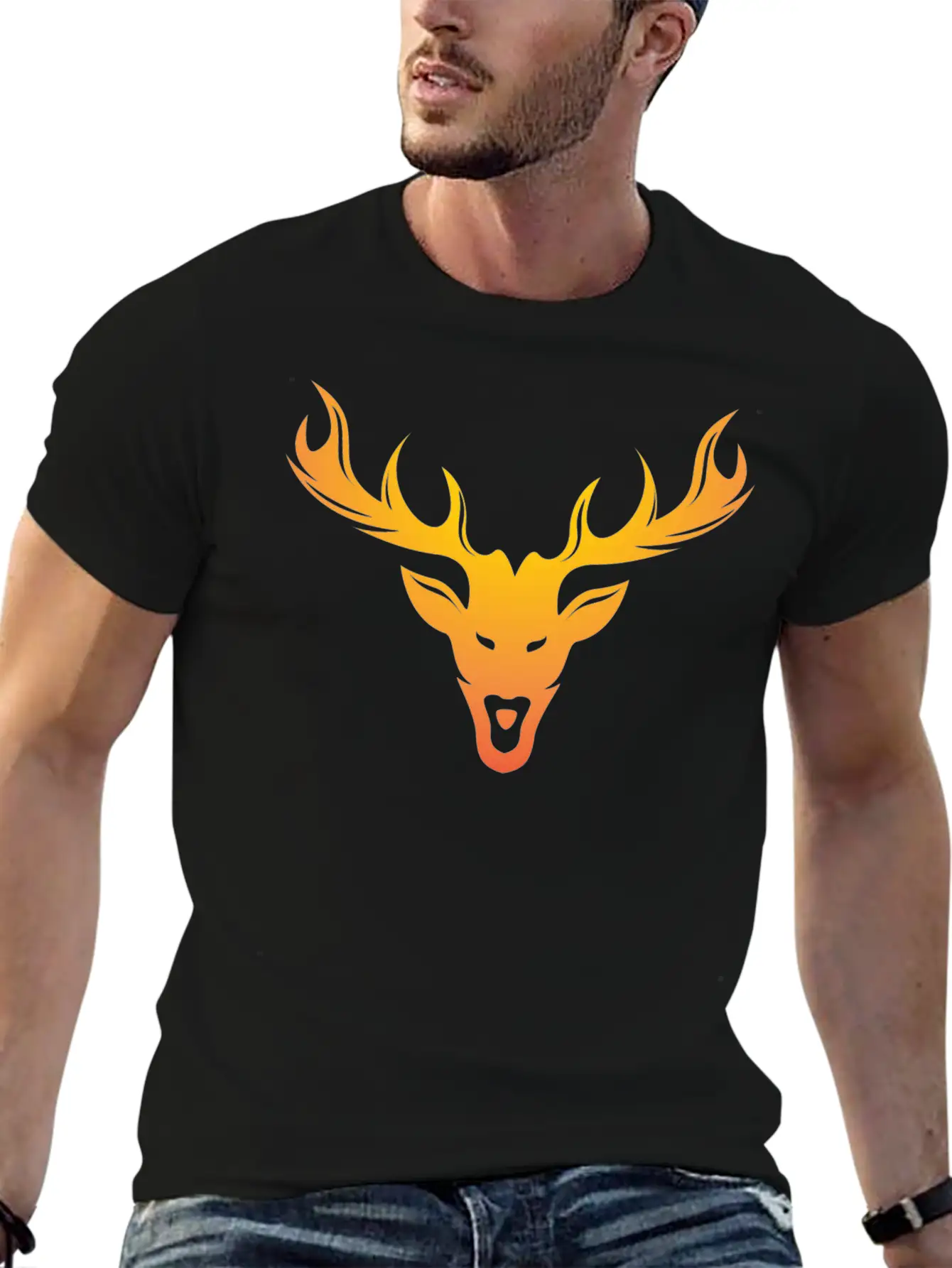 Burning Horns Deer Stylish Bold T Shirt 1 Casual Graphic T-Shirt – Simple And Comfortable Daily Wear