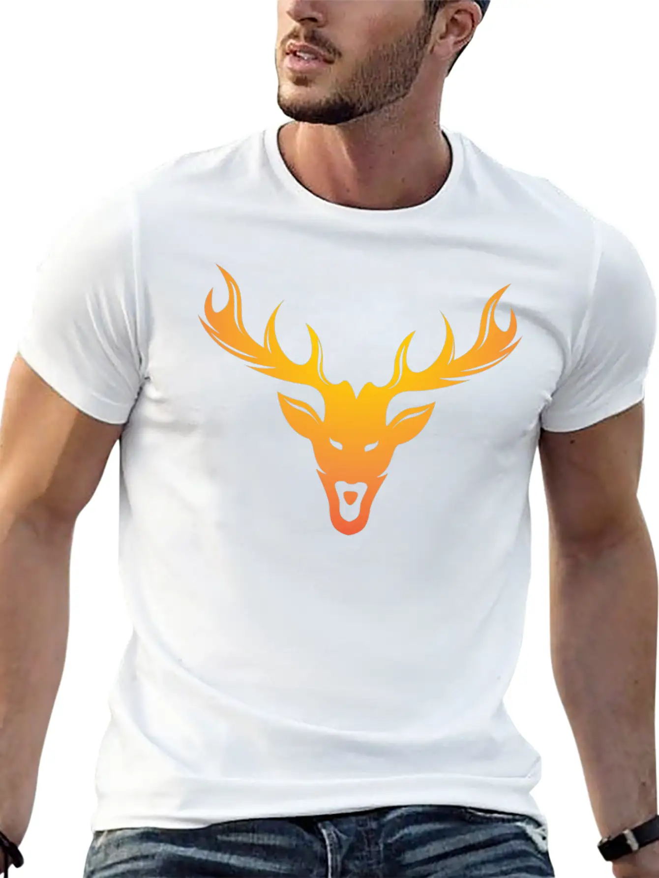 Burning Horns Deer Stylish Bold T Shirt 1 Casual Graphic T-Shirt – Simple And Comfortable Daily Wear