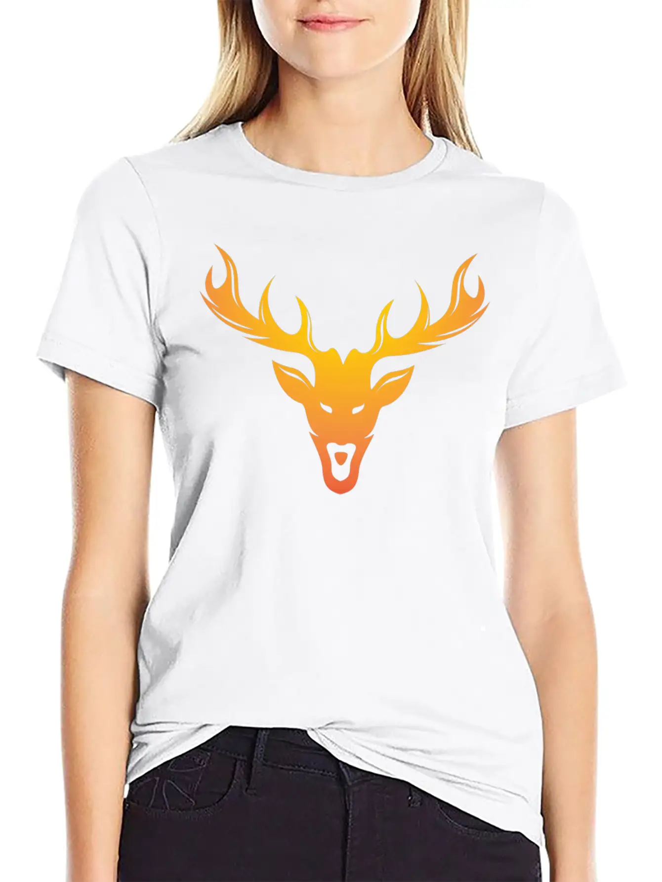 Burning Horns Deer Stylish Bold T Shirt 1 Casual Graphic T-Shirt – Simple And Comfortable Daily Wear