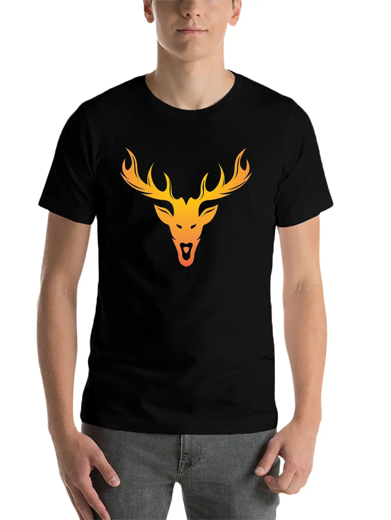 Burning Horns Deer Stylish Bold T Shirt 1 Casual Graphic T-Shirt – Simple And Comfortable Daily Wear