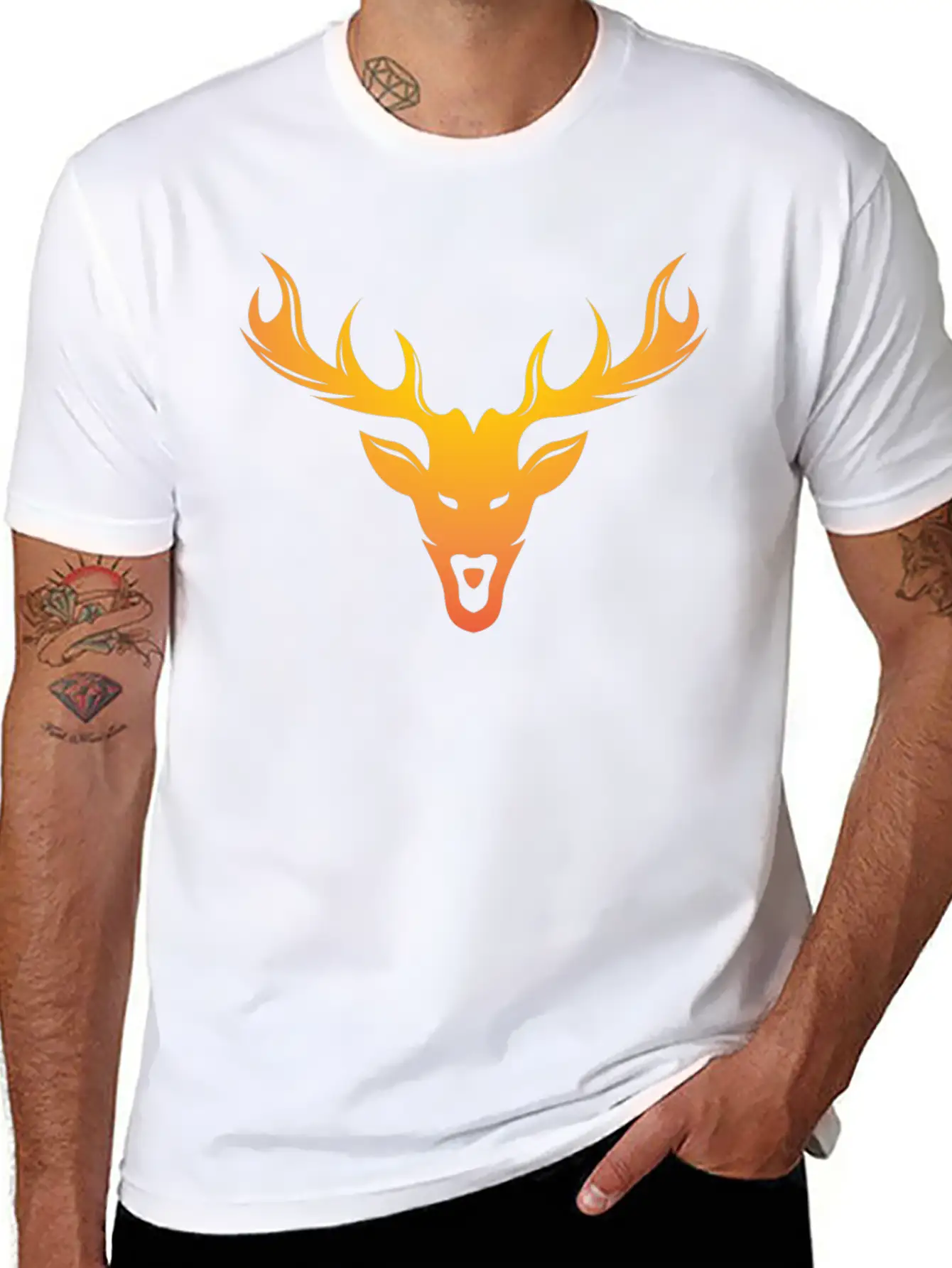 Burning Horns Deer Stylish Bold T Shirt 1 Casual Graphic T-Shirt – Simple And Comfortable Daily Wear