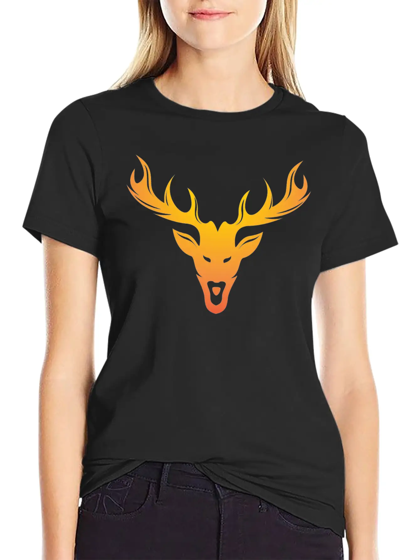 Burning Horns Deer Stylish Bold T Shirt 1 Casual Graphic T-Shirt – Simple And Comfortable Daily Wear