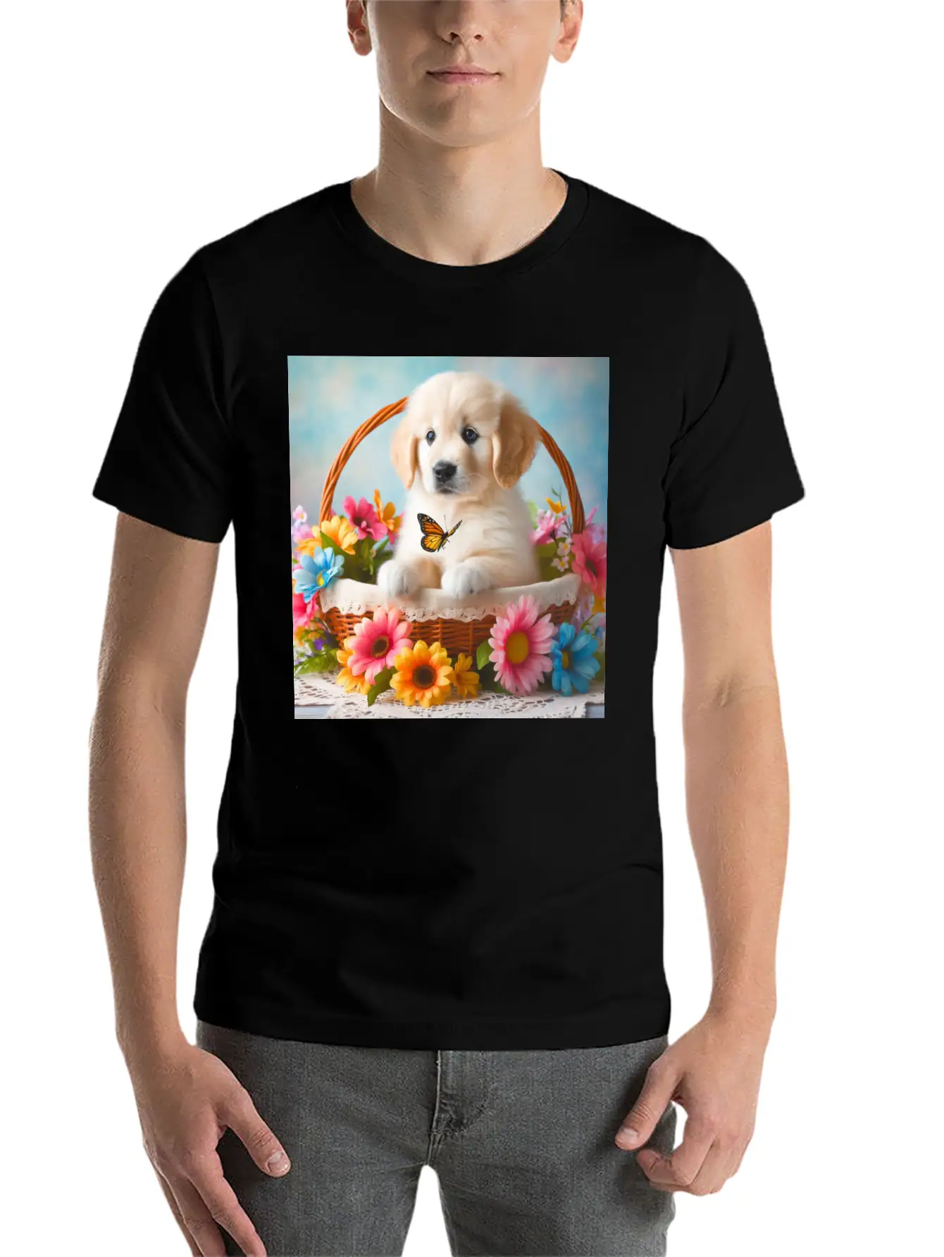 Cute Puppy Classic Cotton Tee – Unisex Comfort For Any Season