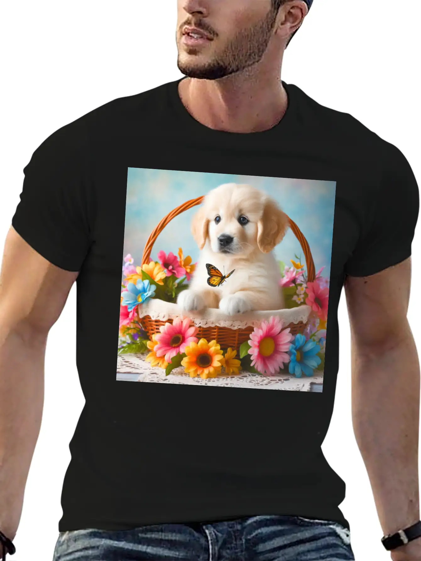 Cute Puppy Classic Cotton Tee – Unisex Comfort For Any Season