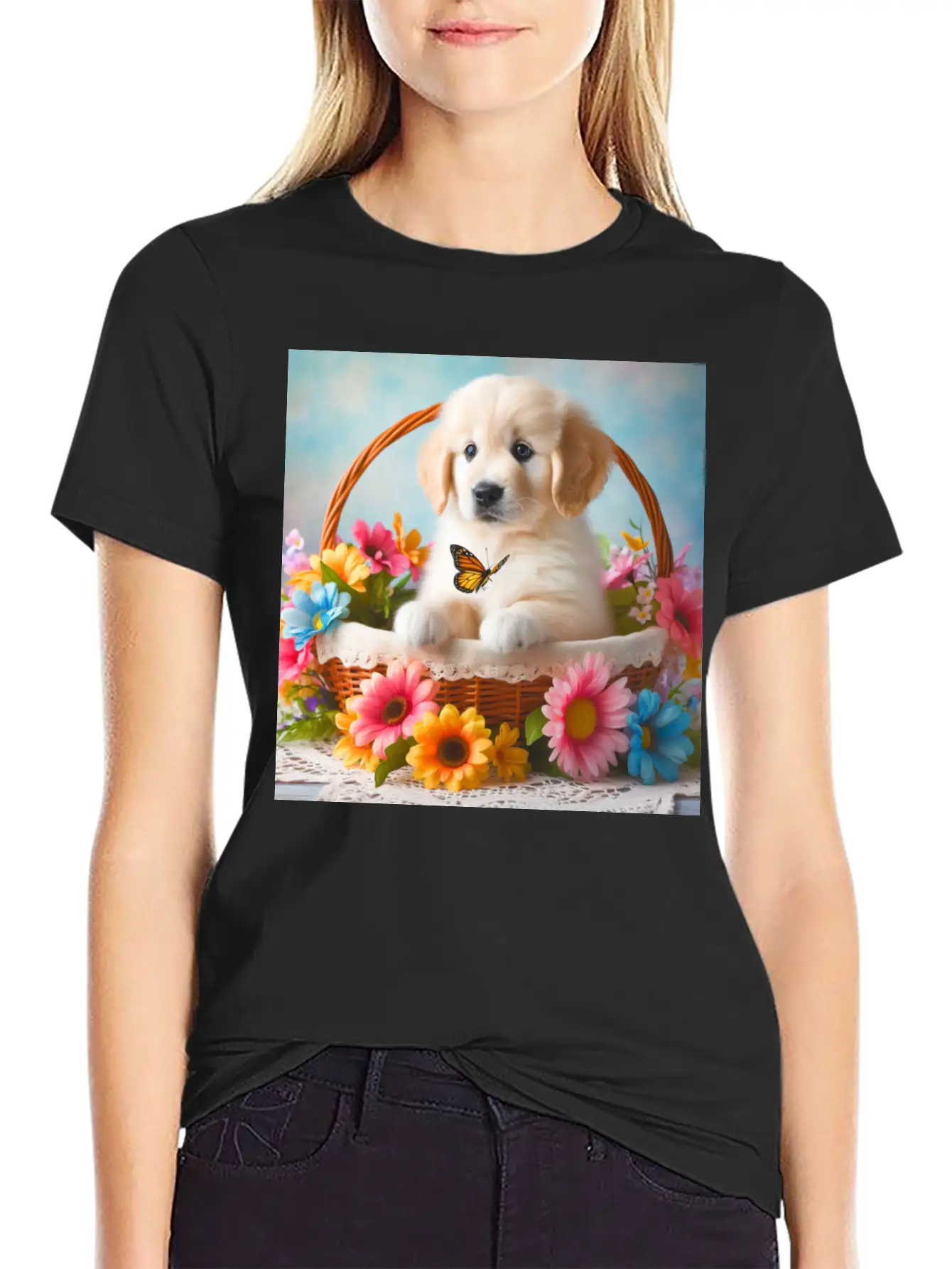 Cute Puppy Classic Cotton Tee – Unisex Comfort For Any Season