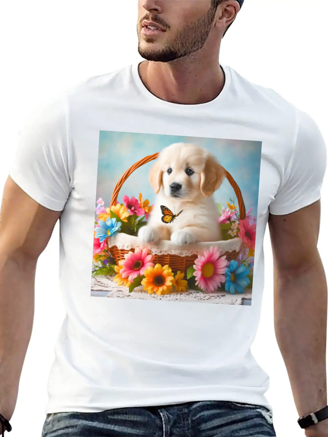 Cute Puppy Classic Cotton Tee – Unisex Comfort For Any Season