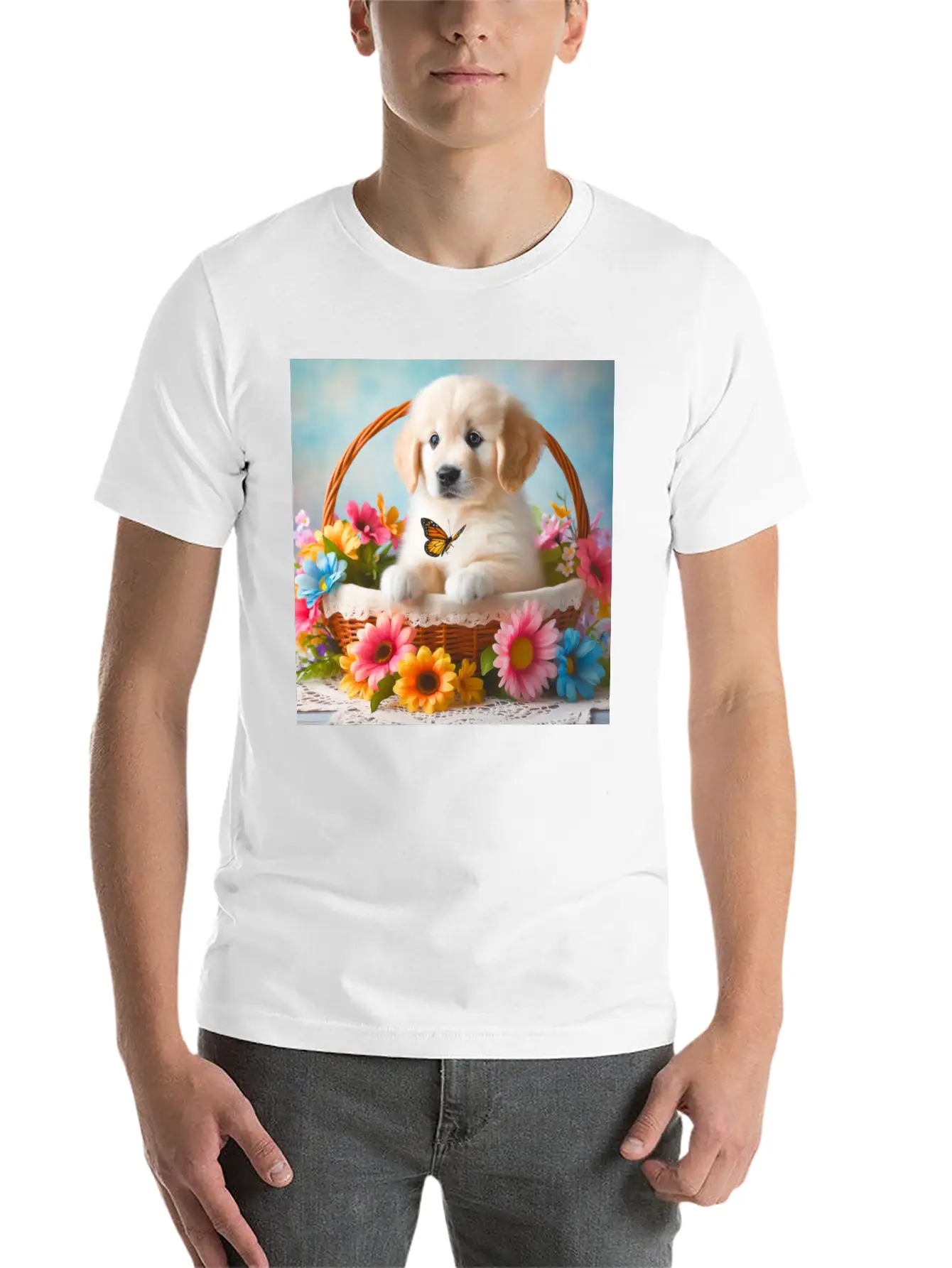 Cute Puppy Classic Cotton Tee – Unisex Comfort For Any Season