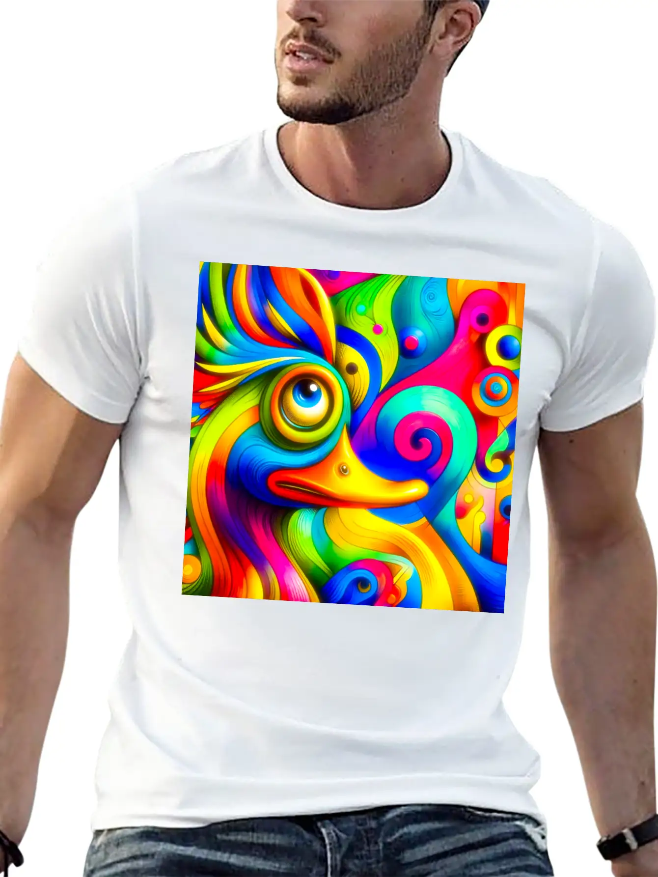 Duck Painting Casual Graphic T-Shirt – Simple And Comfortable Daily Wear