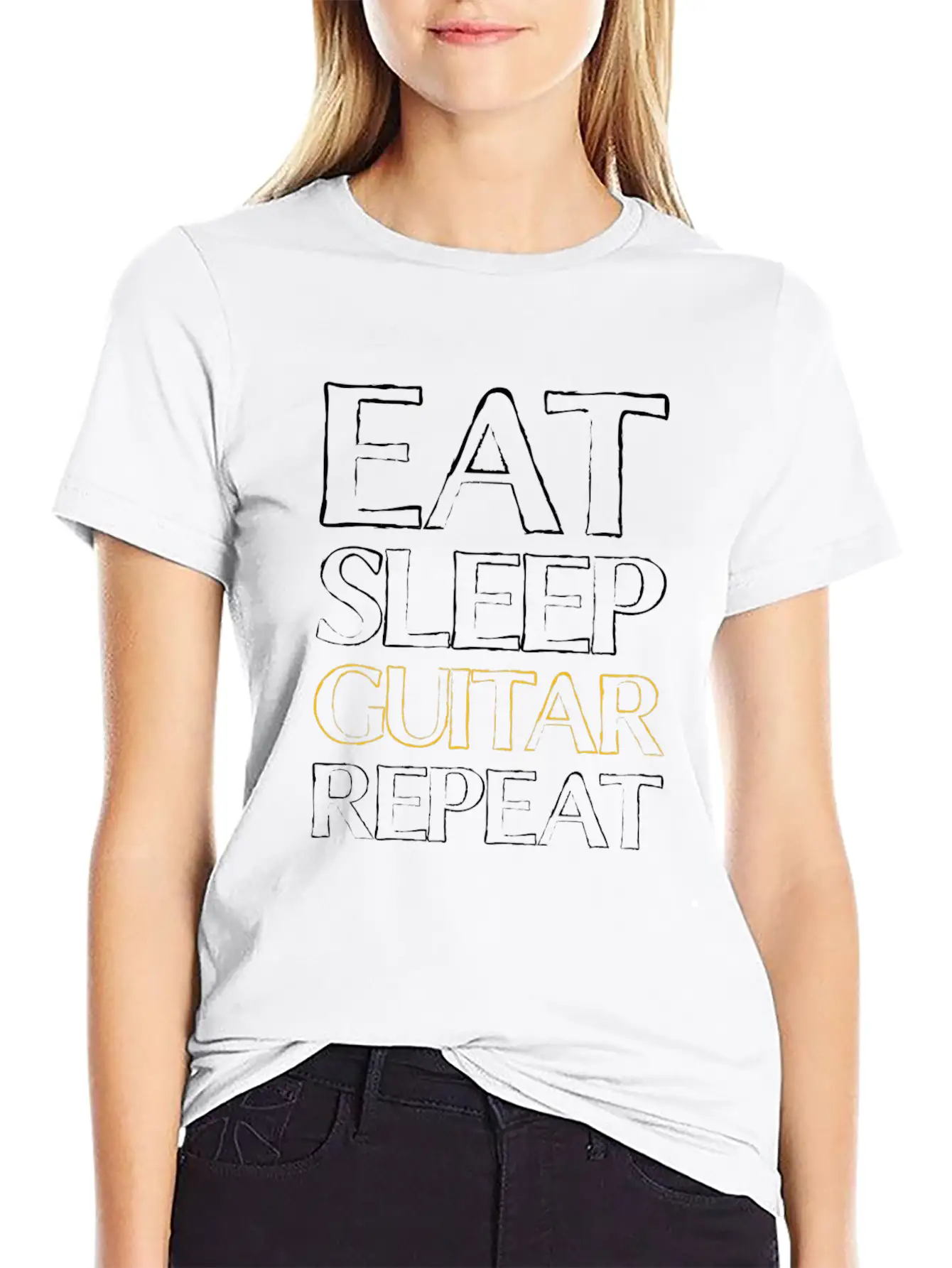 Eat Sleep Guitar Essential Unisex Summer Tee – Soft Cotton Casual Fit