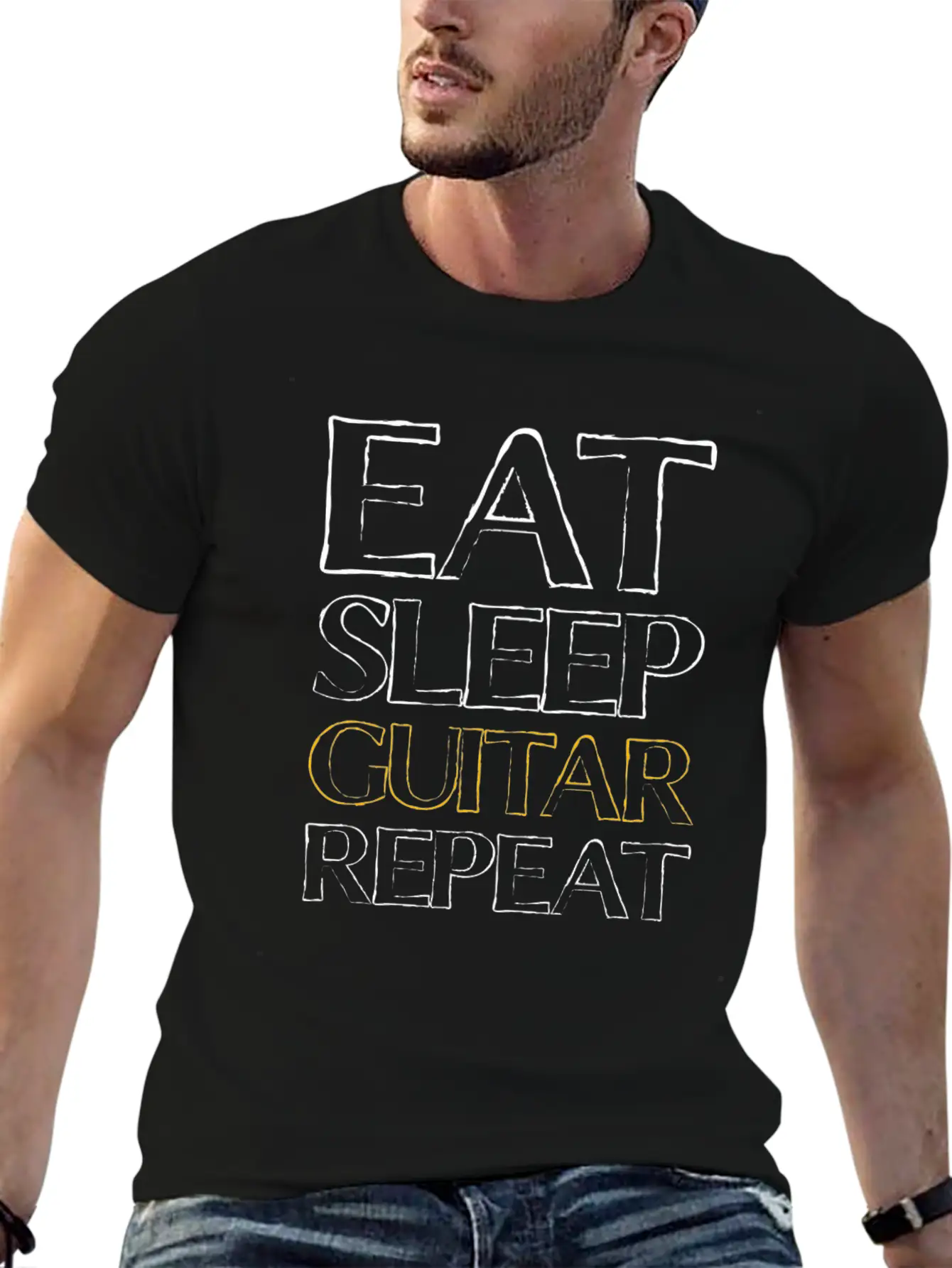 Eat Sleep Guitar Essential Unisex Summer Tee – Soft Cotton Casual Fit