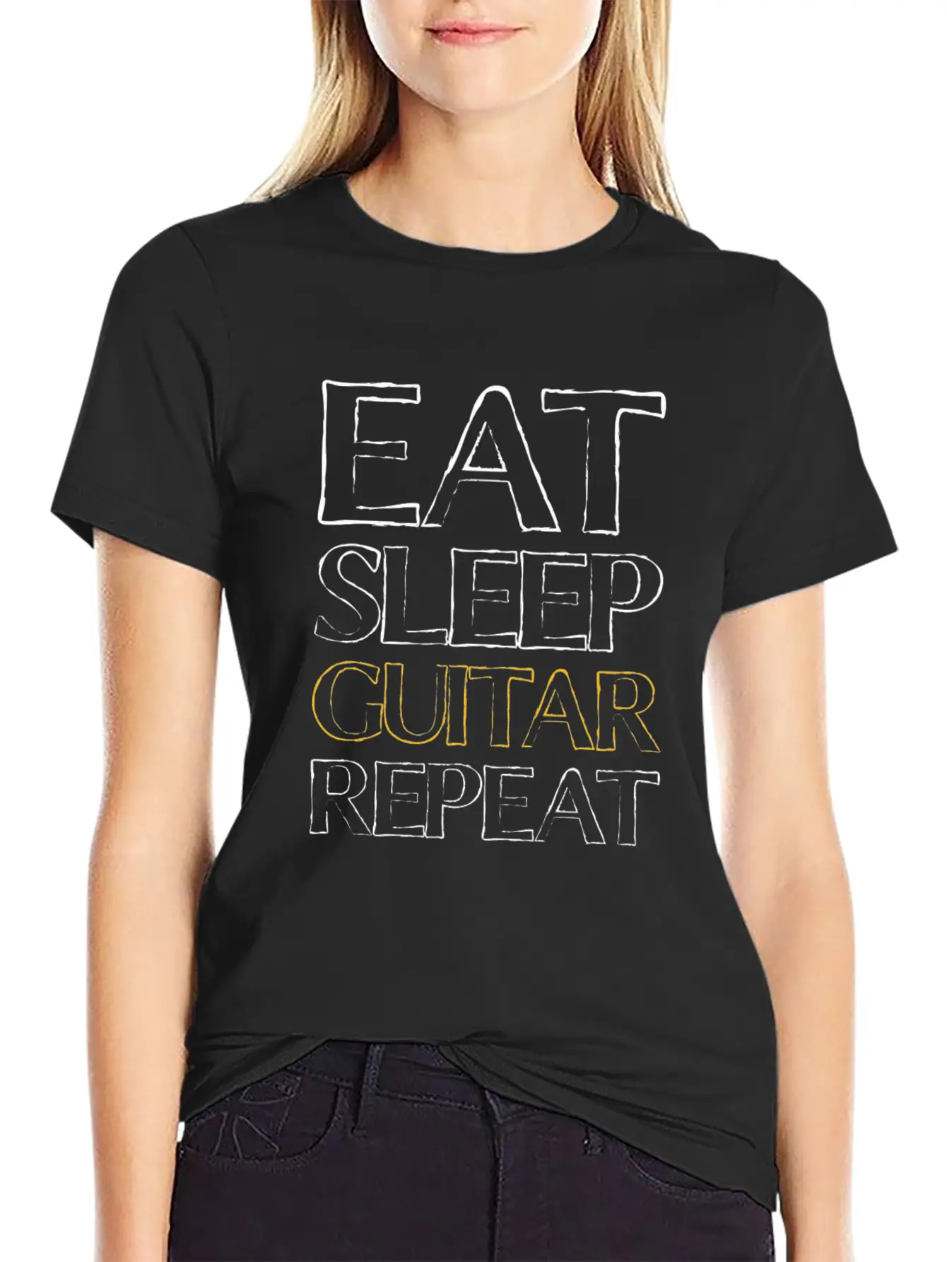 Eat Sleep Guitar Essential Unisex Summer Tee – Soft Cotton Casual Fit