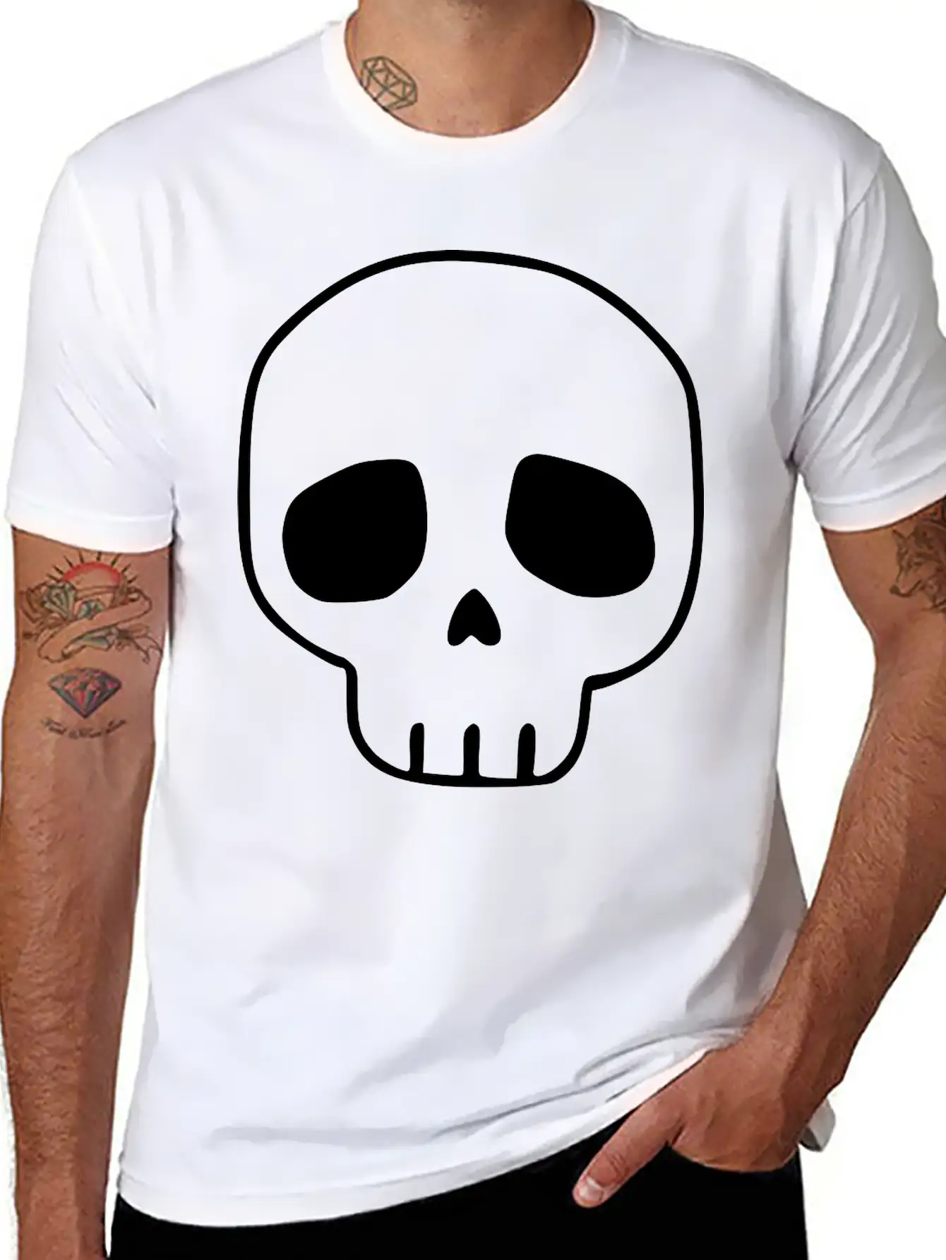 Emojis Sketch Skull Casual Graphic T-Shirt – Simple And Comfortable Daily Wear