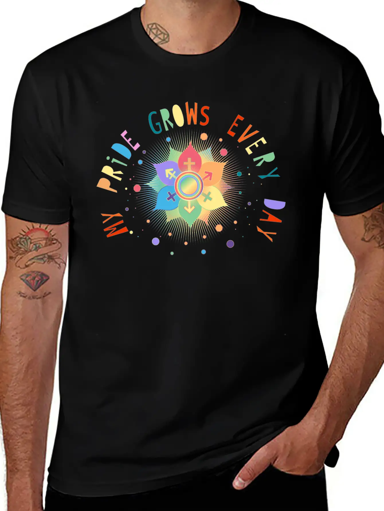 Flower With Gender Symbols Pride & Belonging Classic Cotton Tee – Unisex Comfort For Any Season