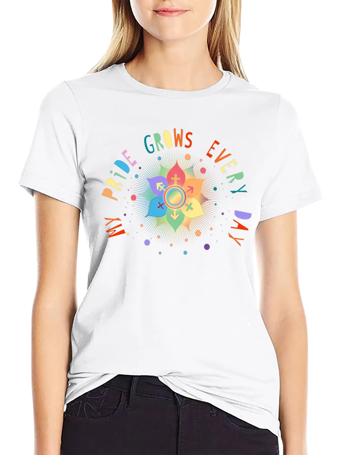 Flower With Gender Symbols Pride & Belonging Classic Cotton Tee – Unisex Comfort For Any Season