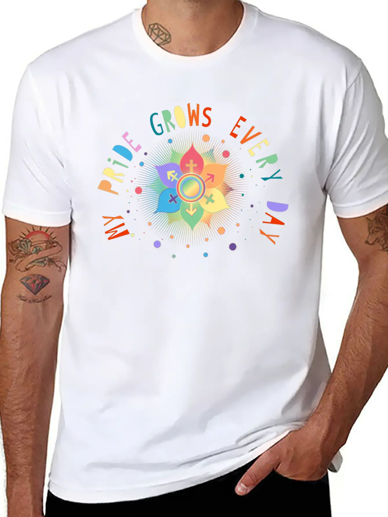 Flower With Gender Symbols Pride & Belonging Classic Cotton Tee – Unisex Comfort For Any Season