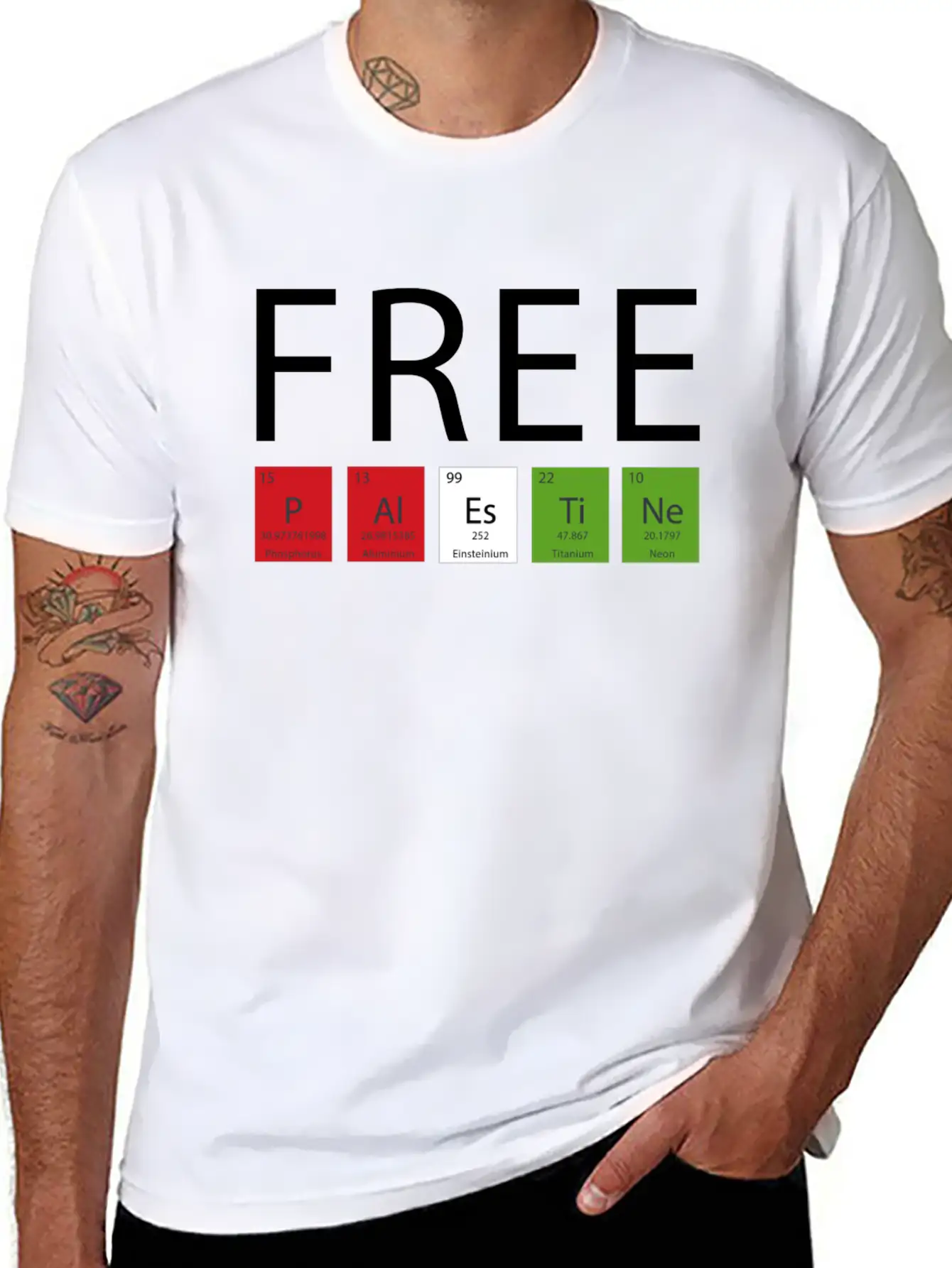 FREE PALESTINE BY CHEMISTRY ELEMENTS Casual Graphic T-Shirt – Simple And Comfortable Daily Wear