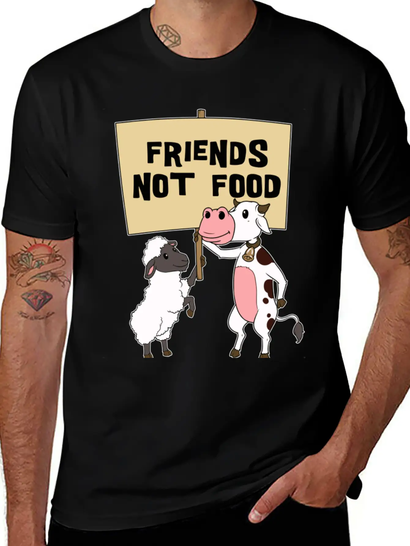 Friends - Not Food - Vegetarian - Vegan Casual Graphic T-Shirt – Simple And Comfortable Daily Wear