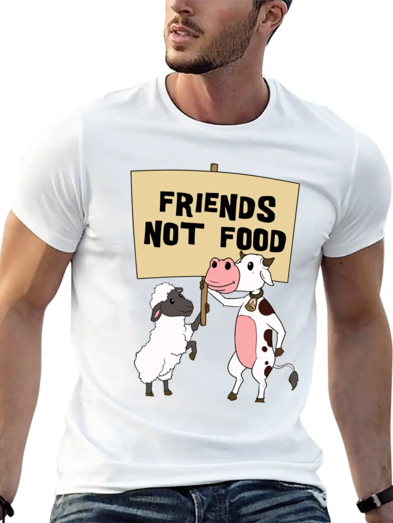 Friends - Not Food - Vegetarian - Vegan Casual Graphic T-Shirt – Simple And Comfortable Daily Wear