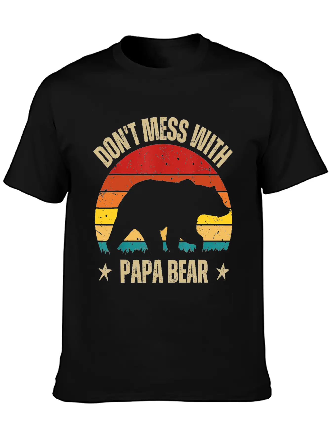 Funny Papa Bear Don't Mess With Papa Bear Retro Casual Graphic T-Shirt – Simple And Comfortable Daily Wear