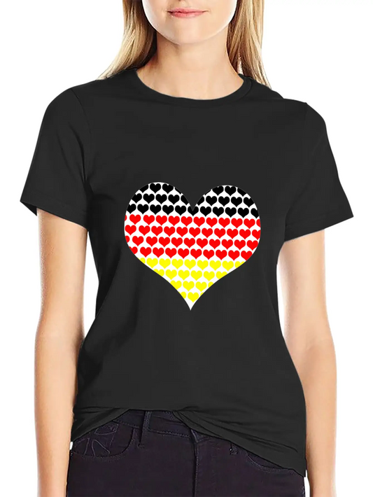 (Germany Flag Heart Shaped) Lightweight Cotton T-Shirt – Daily Comfort Graphic Shirt
