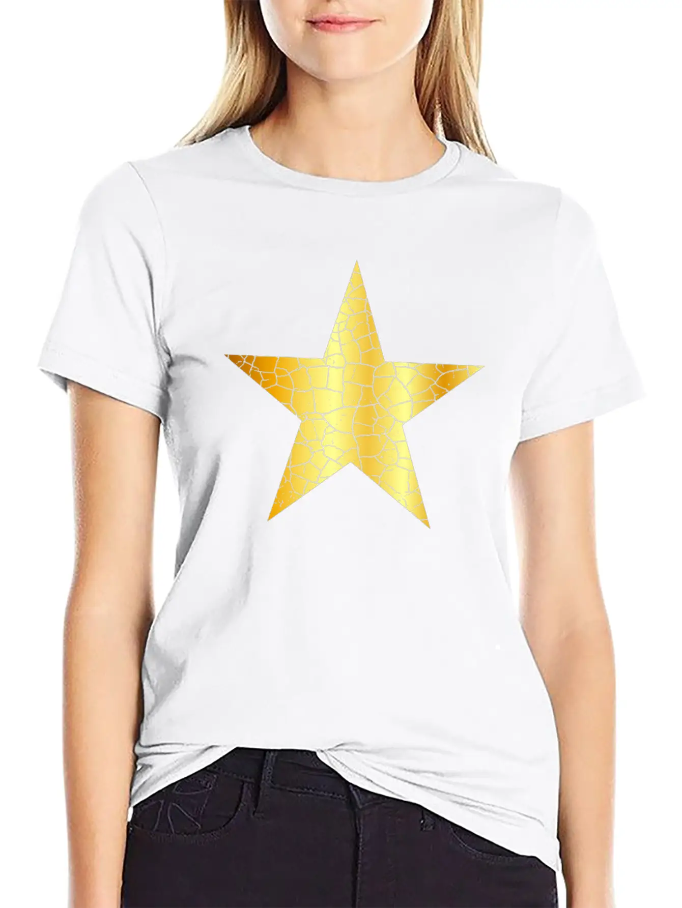 Gold Star - Golden Star VINTAGE Casual Graphic T-Shirt – Simple And Comfortable Daily Wear
