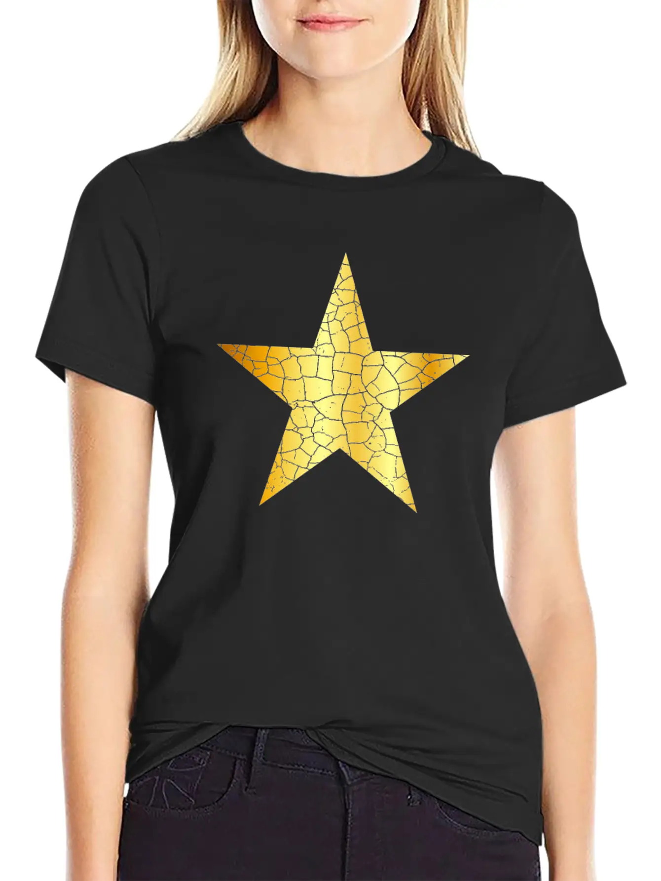 Gold Star - Golden Star VINTAGE Casual Graphic T-Shirt – Simple And Comfortable Daily Wear