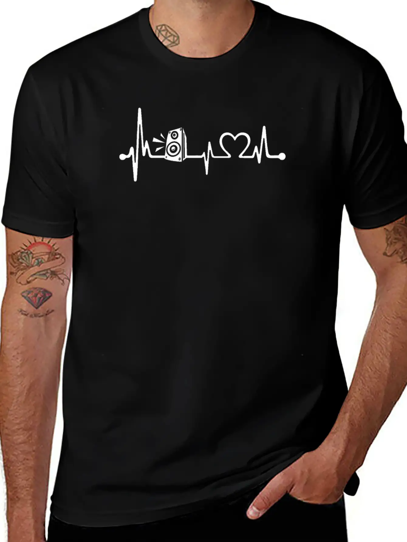 Heartbeat Speaker Heart Beat Music Lover Unisex Short Sleeve Soft Cotton T-Shirt – Casual Everyday Wear