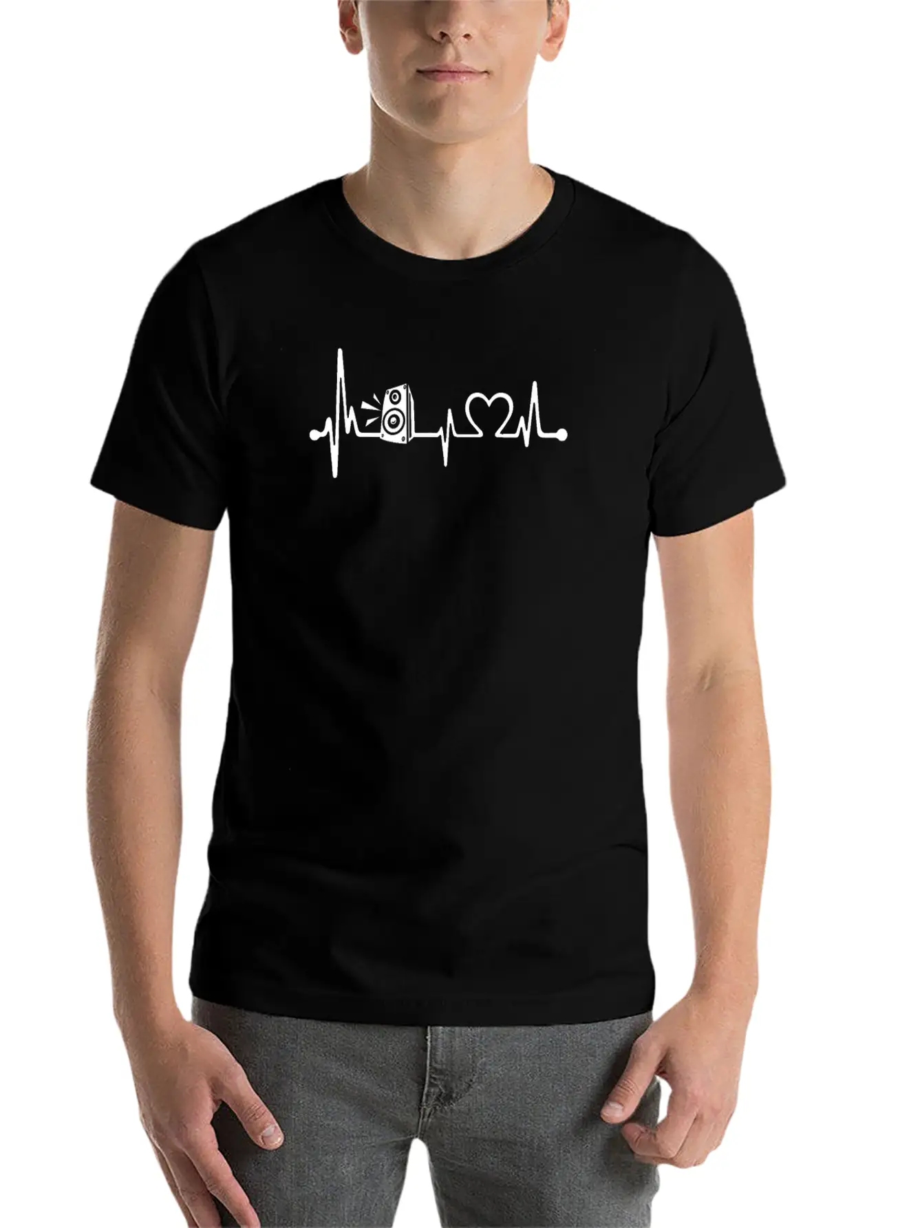 Heartbeat Speaker Heart Beat Music Lover Unisex Short Sleeve Soft Cotton T-Shirt – Casual Everyday Wear