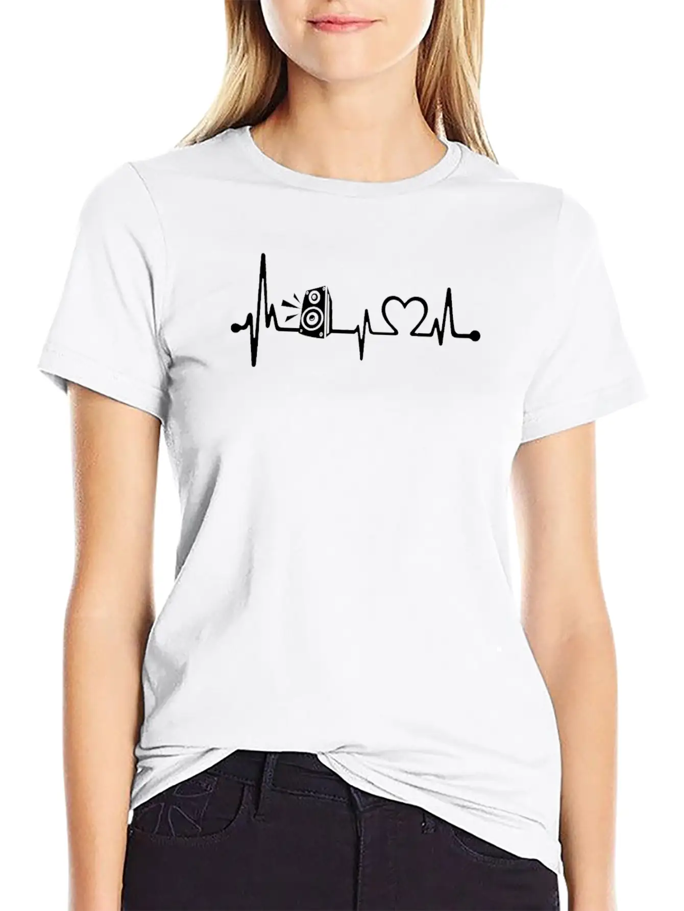 Heartbeat Speaker Heart Beat Music Lover Unisex Short Sleeve Soft Cotton T-Shirt – Casual Everyday Wear
