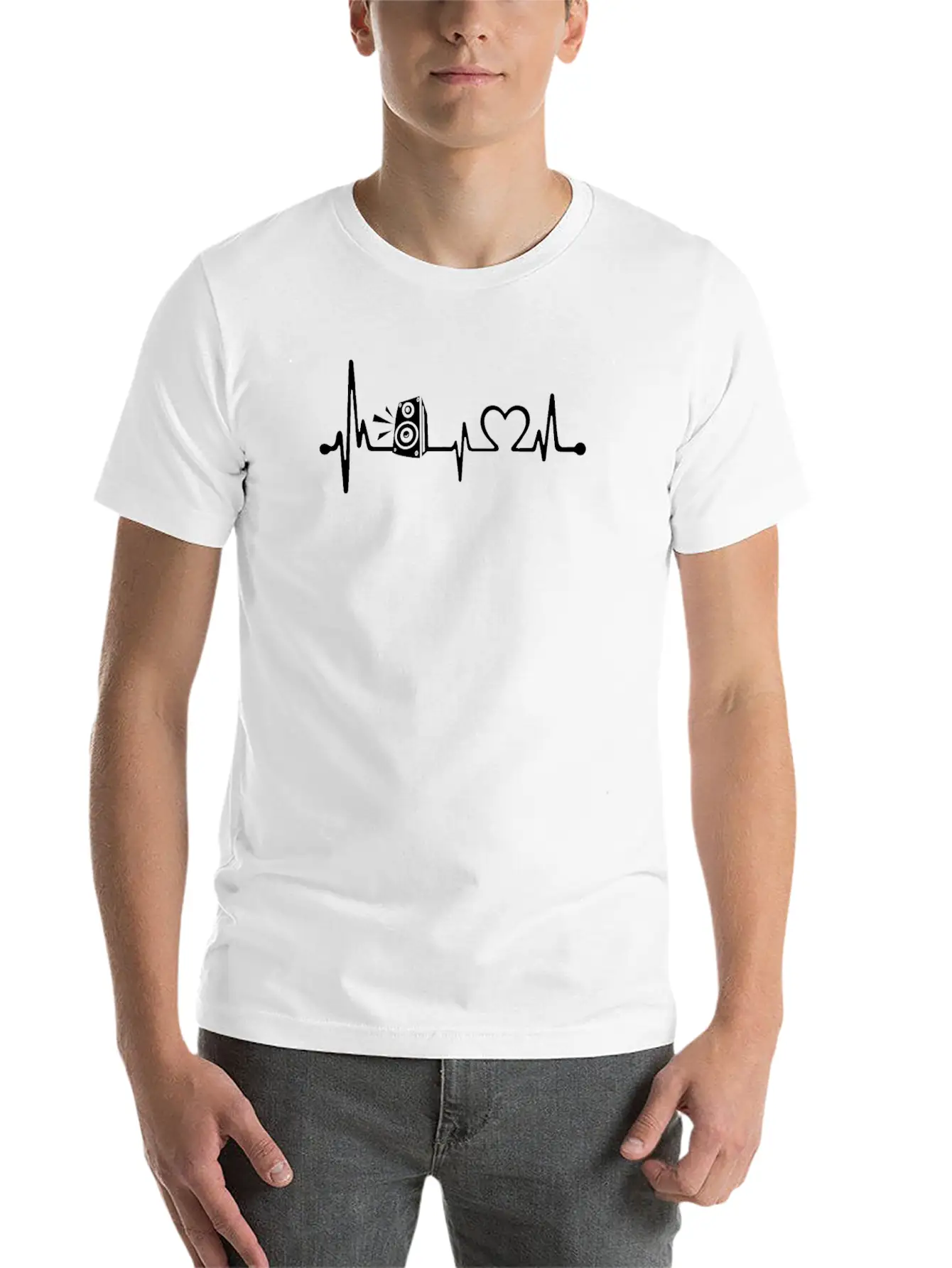 Heartbeat Speaker Heart Beat Music Lover Unisex Short Sleeve Soft Cotton T-Shirt – Casual Everyday Wear