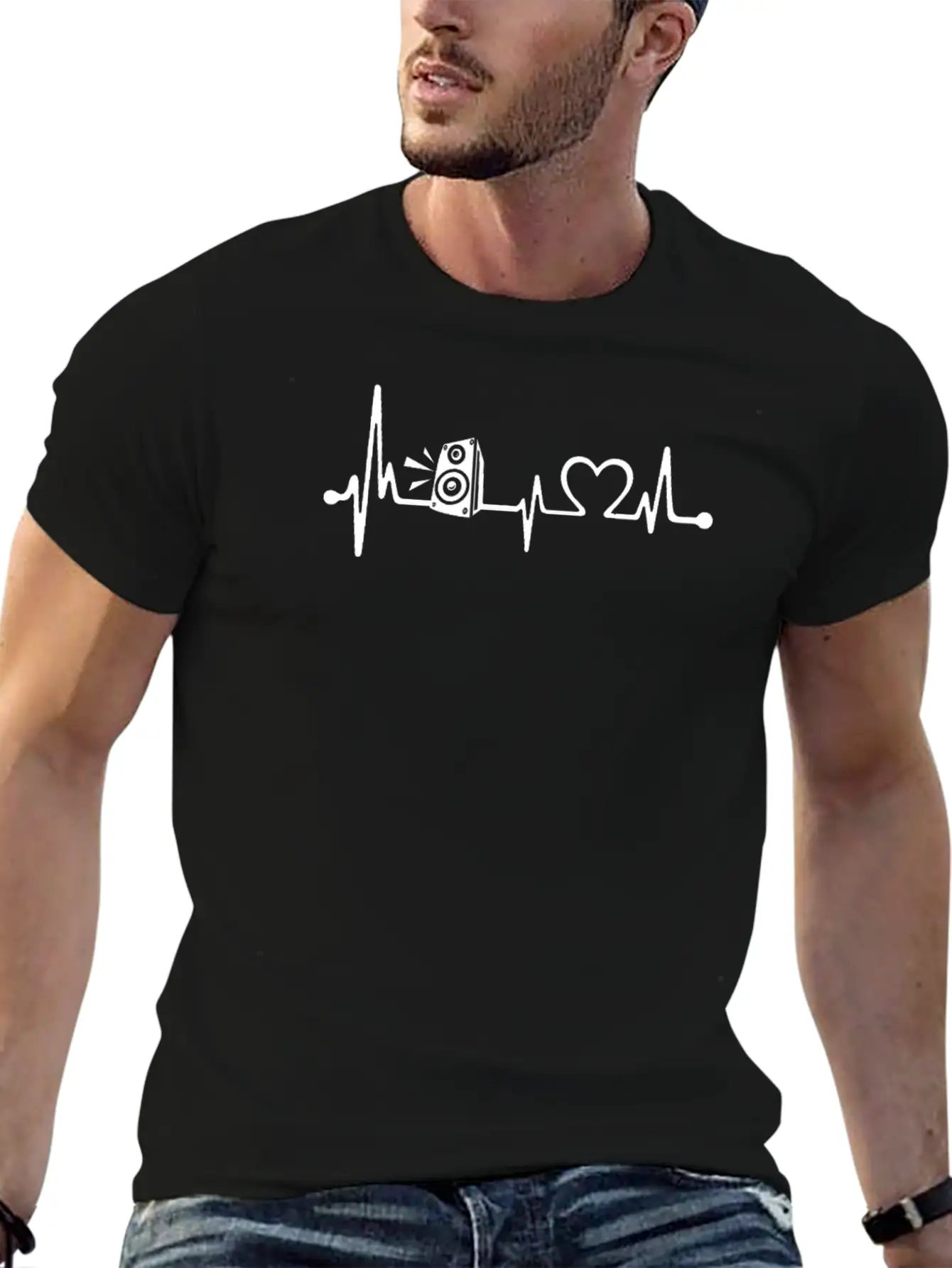 Heartbeat Speaker Heart Beat Music Lover Unisex Short Sleeve Soft Cotton T-Shirt – Casual Everyday Wear