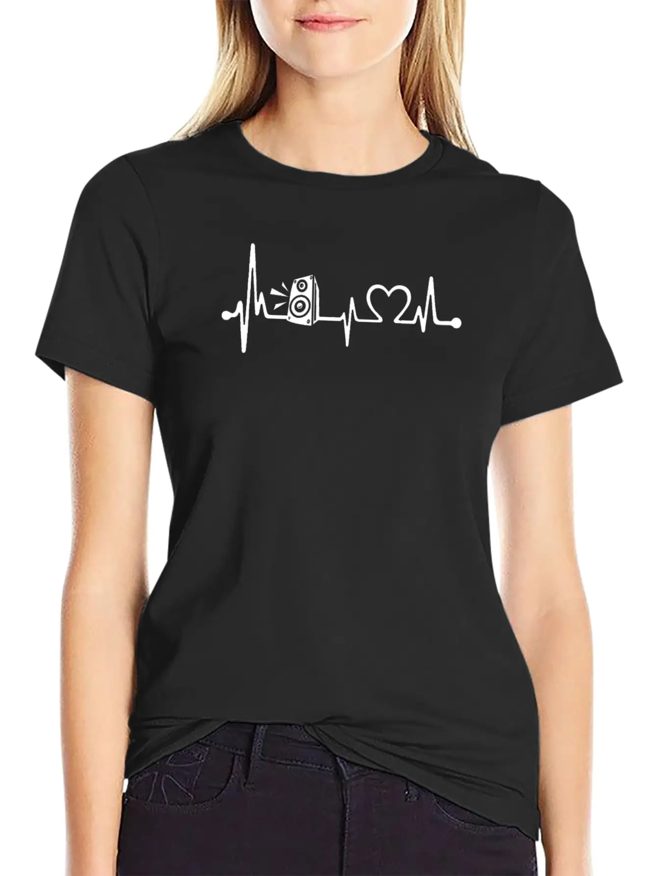 Heartbeat Speaker Heart Beat Music Lover Unisex Short Sleeve Soft Cotton T-Shirt – Casual Everyday Wear