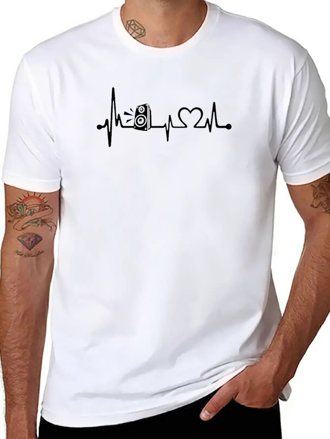 Heartbeat Speaker Heart Beat Music Lover Unisex Short Sleeve Soft Cotton T-Shirt – Casual Everyday Wear