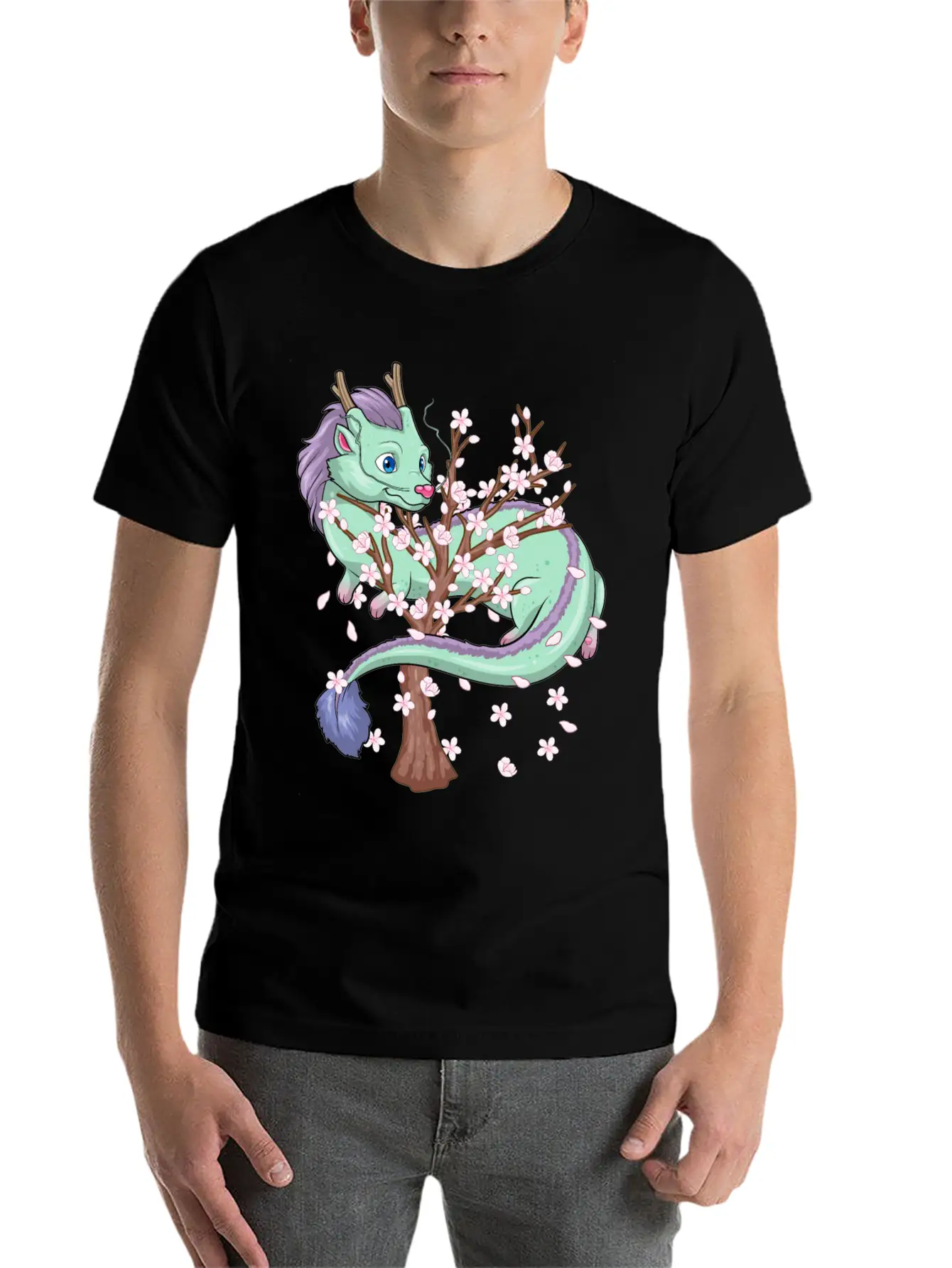 Japanese Sakura Dragon Cherry Blossom Sakura Flowe Classic Cotton Tee – Unisex Comfort For Any Season