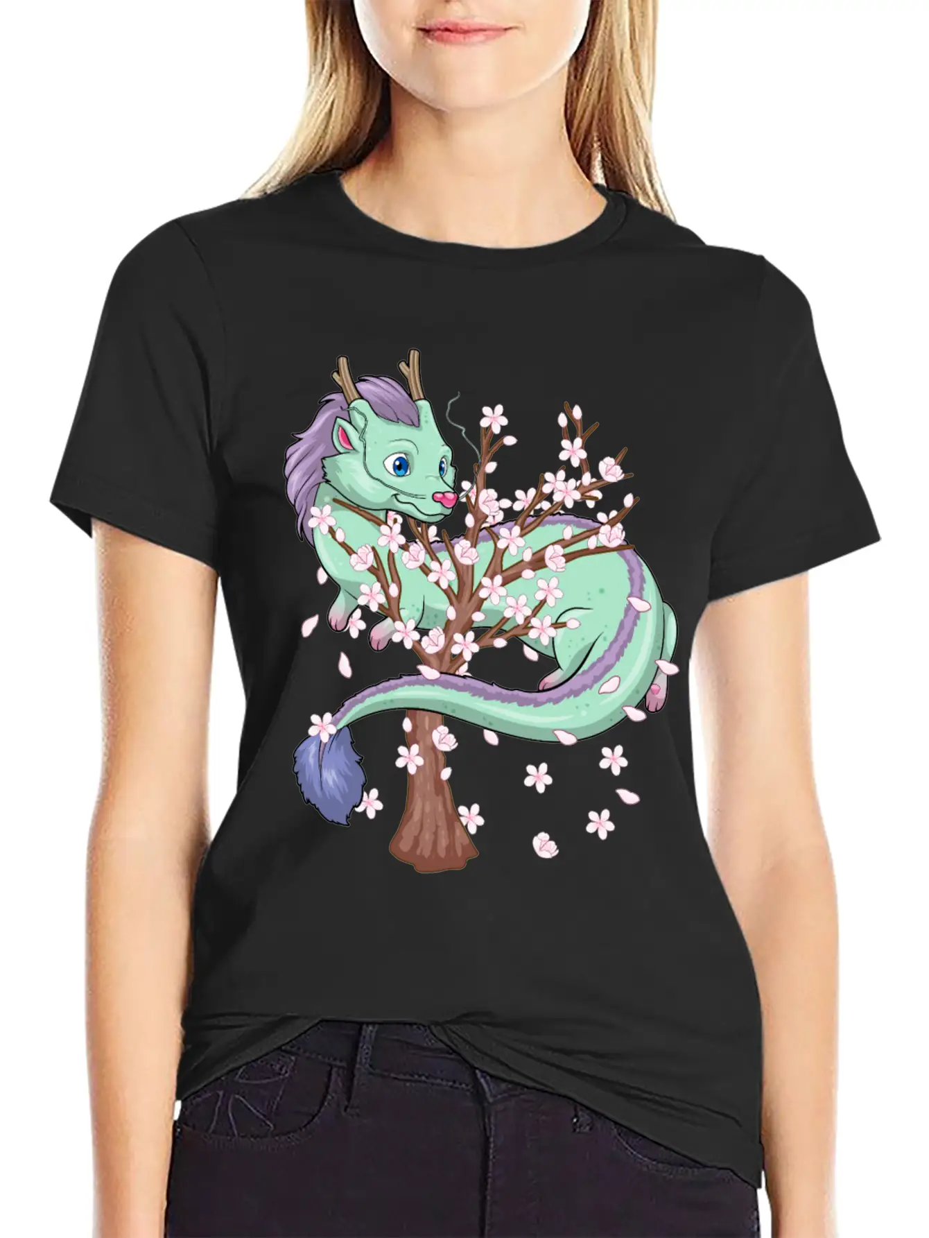 Japanese Sakura Dragon Cherry Blossom Sakura Flowe Classic Cotton Tee – Unisex Comfort For Any Season