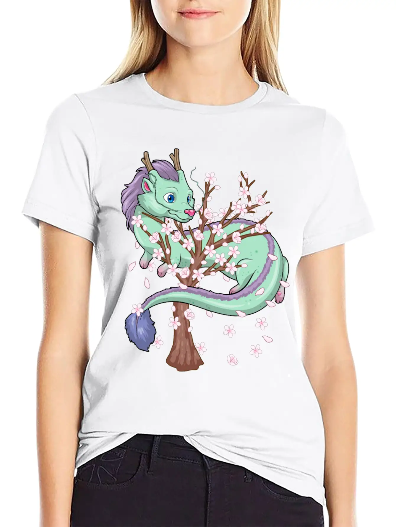 Japanese Sakura Dragon Cherry Blossom Sakura Flowe Classic Cotton Tee – Unisex Comfort For Any Season