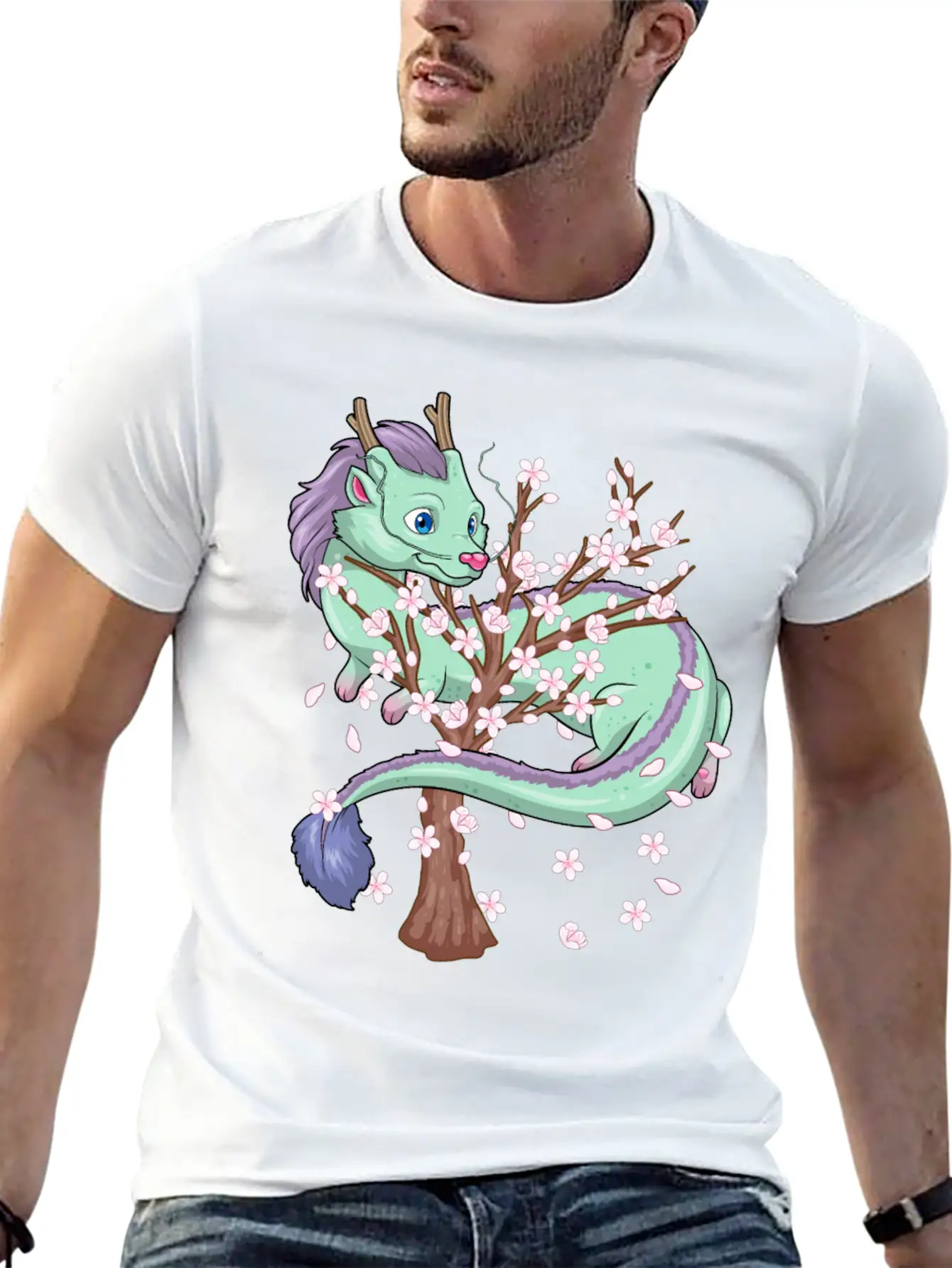 Japanese Sakura Dragon Cherry Blossom Sakura Flowe Classic Cotton Tee – Unisex Comfort For Any Season